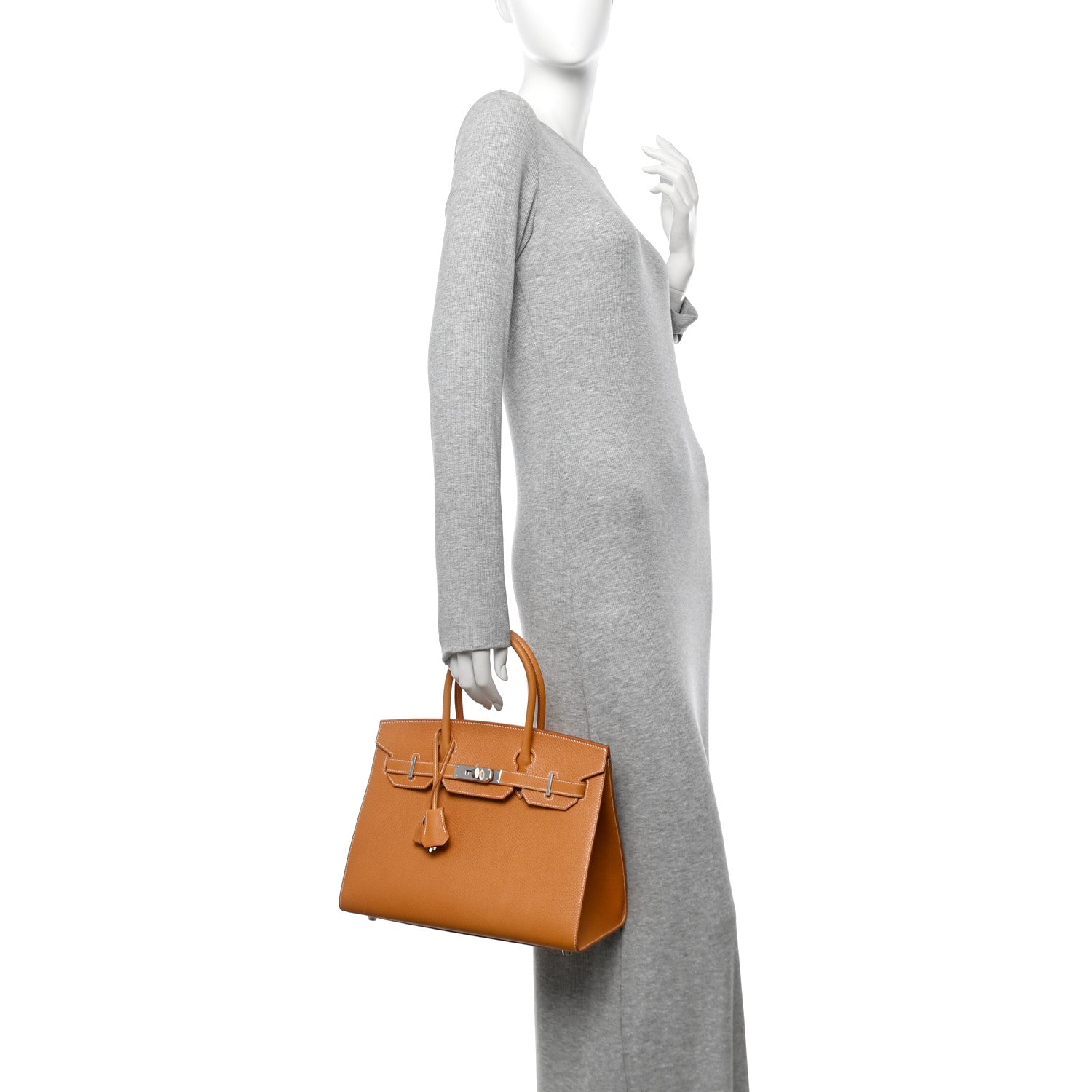 Hermes Vache Naturelle Grainee Birkin Sellier Natural Sable Handbag Travel Bag