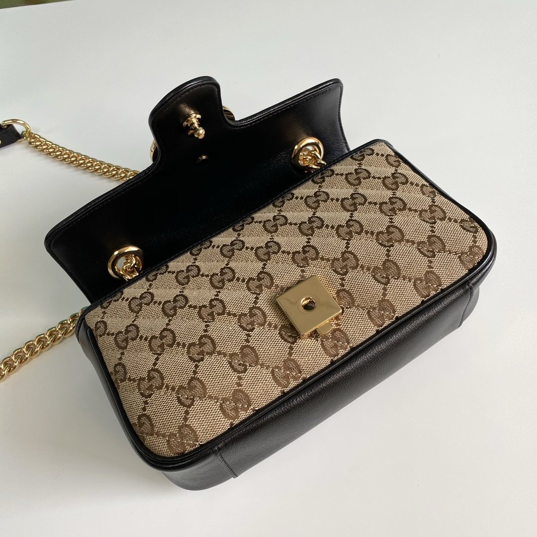 gg Marmont MatelassÃ© Ebony Diagonal Canvas Beige Mini Bag