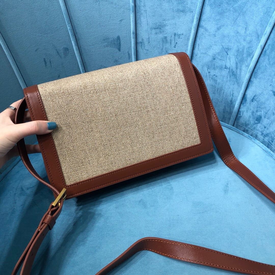 YSL Saint Laurent Le CarrÃ© Box Natural & Canvas Beige Satchel Bag