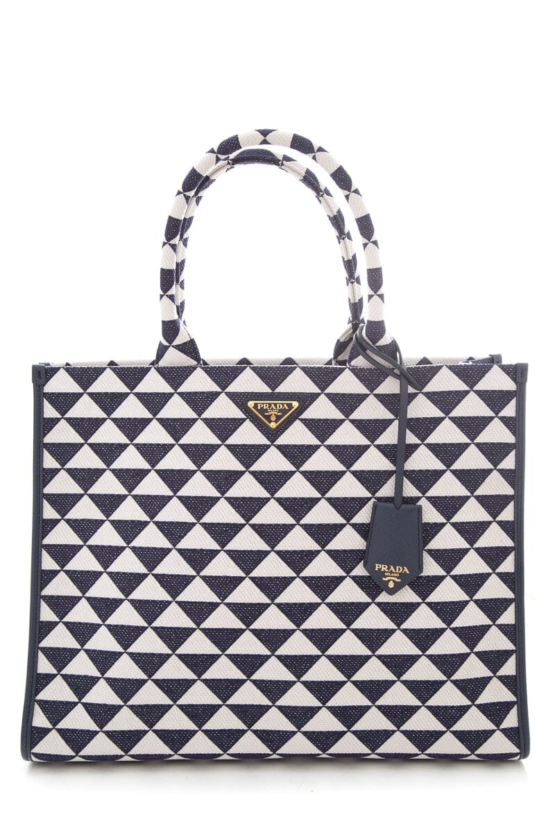Prada Jacquard Symbole Tote Navy Large Tote Bag