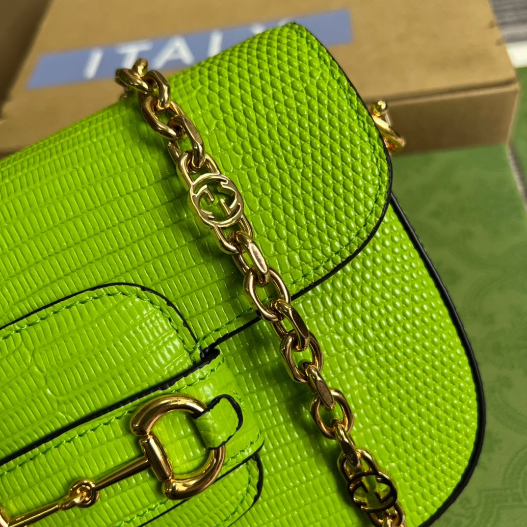 gg Horsebit Lizard Yellow , Mini Bag