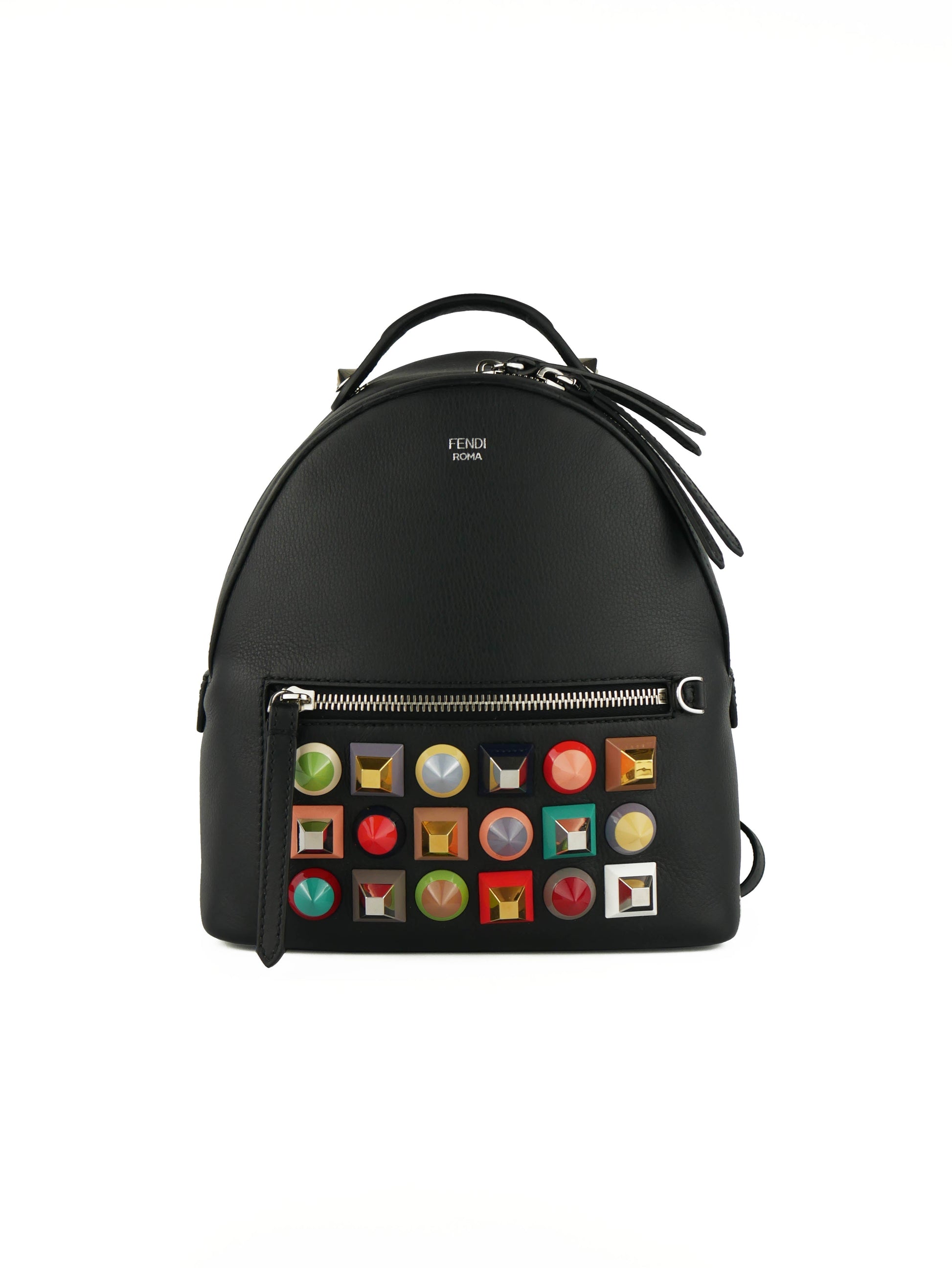Fendi Backpack Pyramid Studded Black Mini
