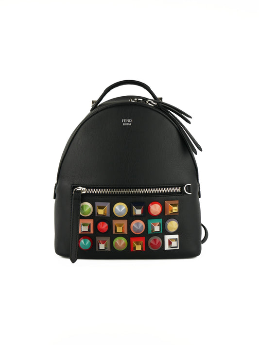 Fendi Backpack Pyramid Studded Black Mini