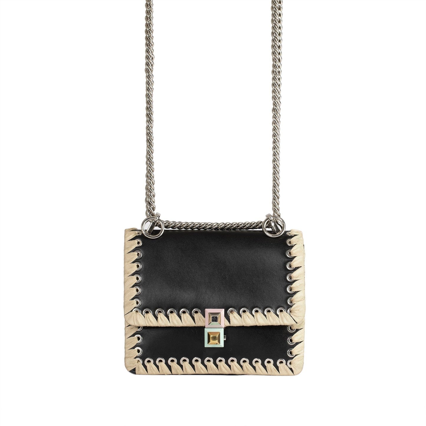 Fendi Kan Ribbon Whipstitch Shoulder Bag Small