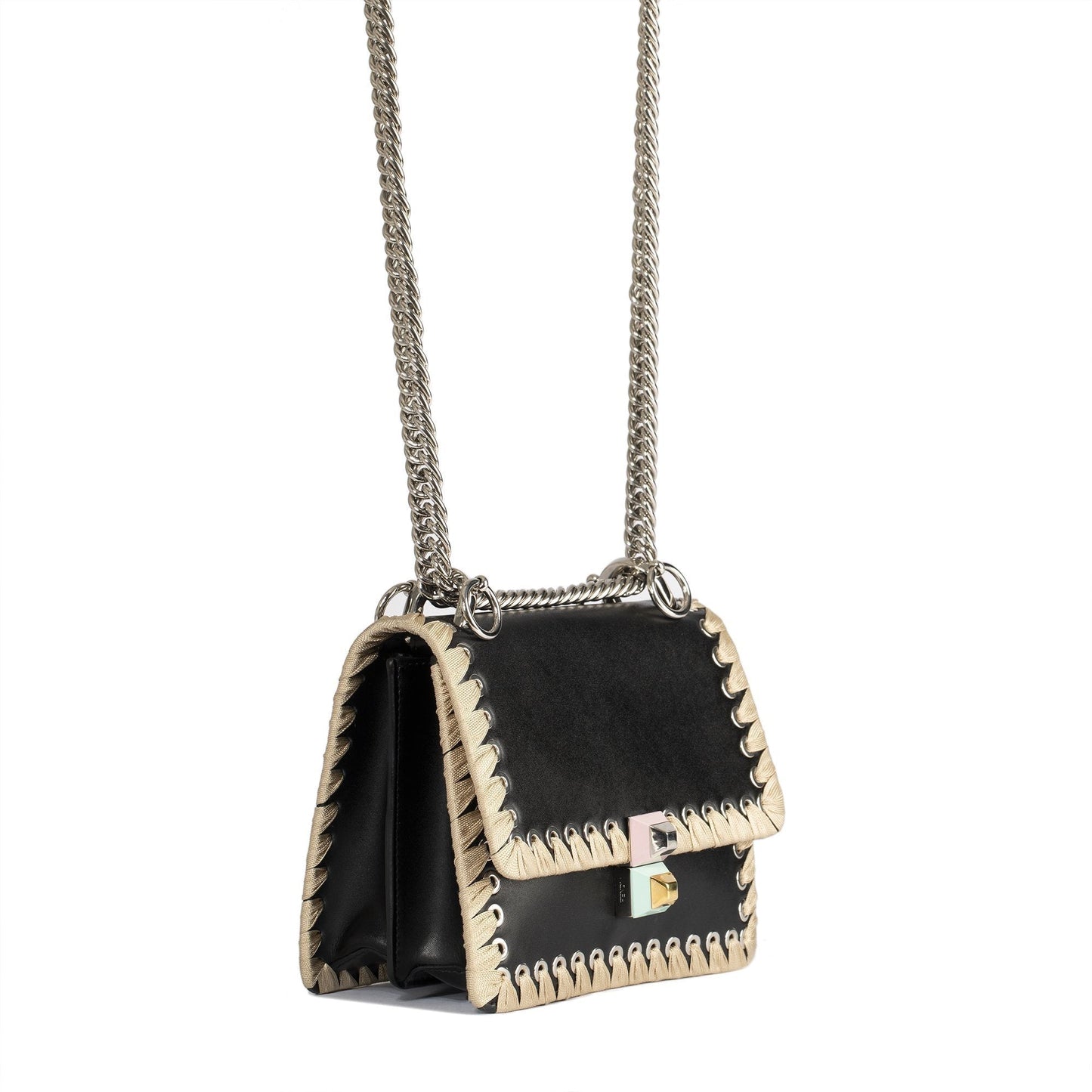 Fendi Kan Ribbon Whipstitch Shoulder Bag Small