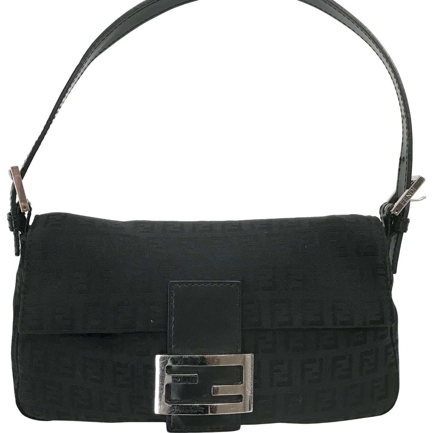 Fendi Trimmed Zucca Baguette Leather Travel Bag