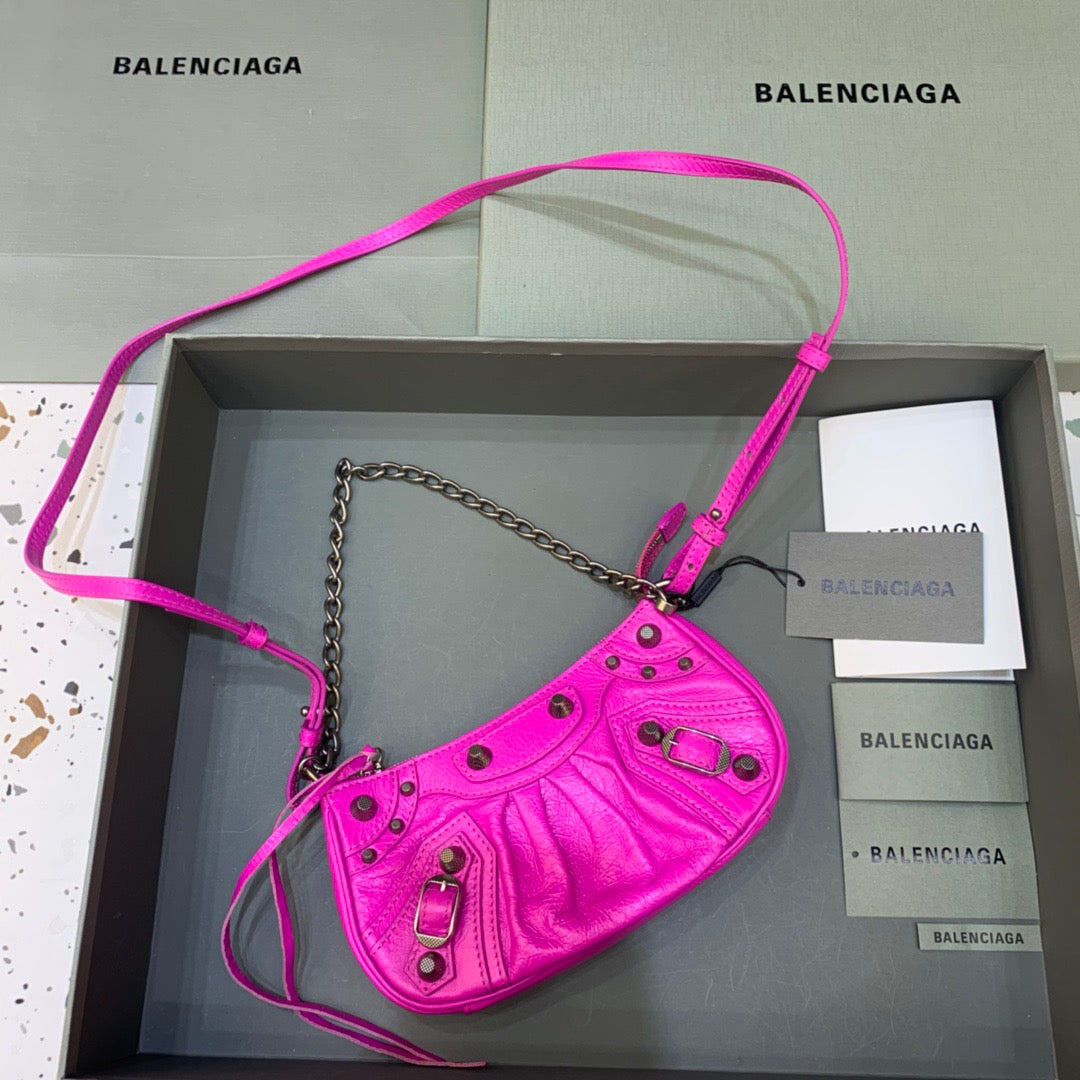 Balen Le Cagole Bag With In Dark Pink Mini Travel Bag