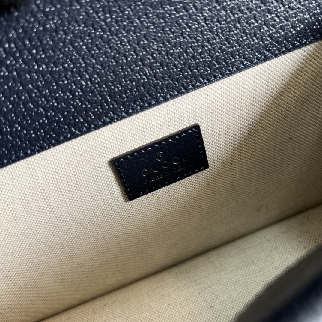 gg Dionysus gg Supreme Canvas Beige Blue Small Shoulder Bag