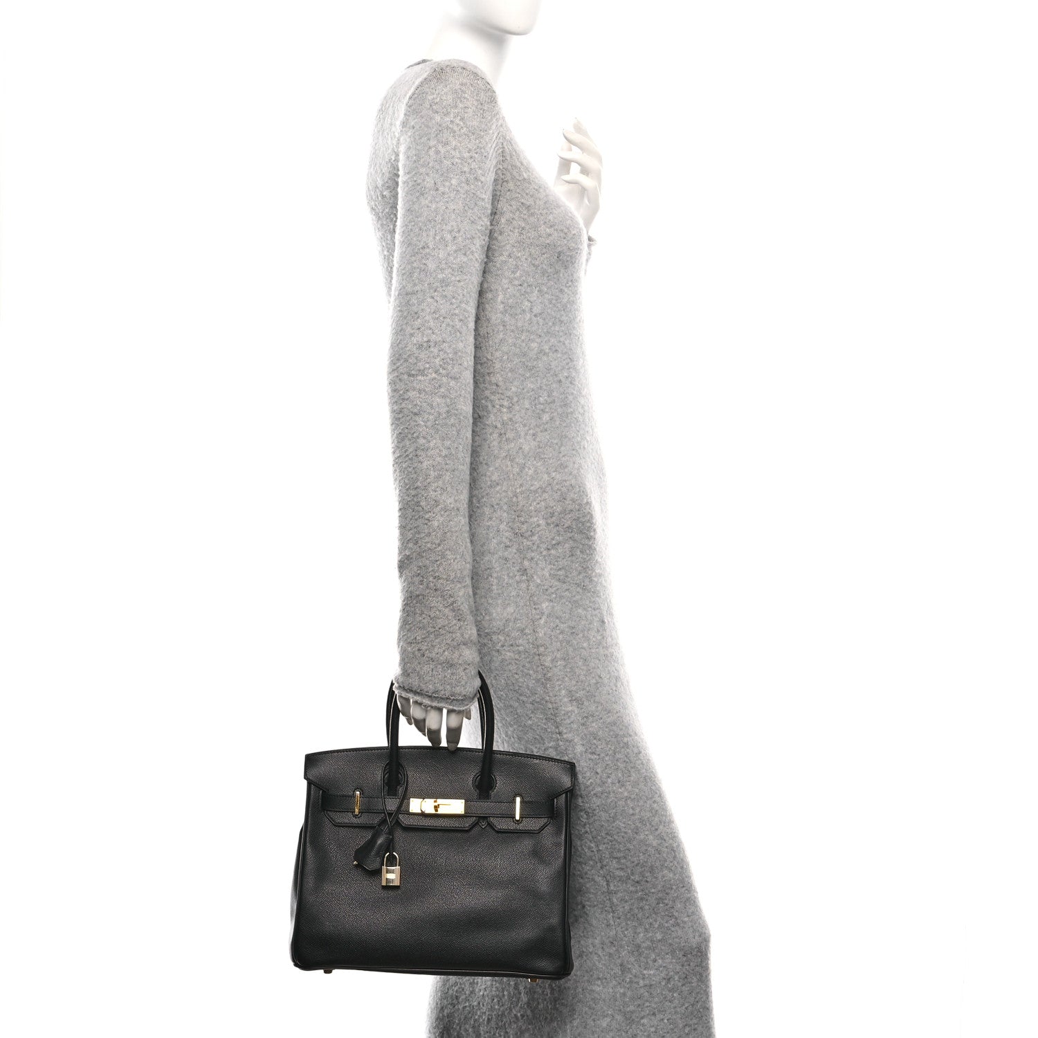 Hermes Epsom Birkin Handbag Black Travel Bag 30 Black 1758562