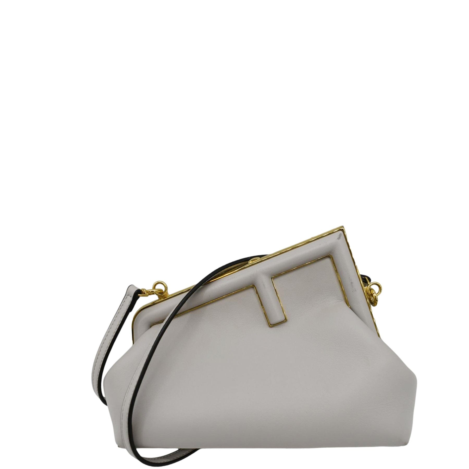 Fendi First Nappa Shoulder Bag Light Leather Gray Small
