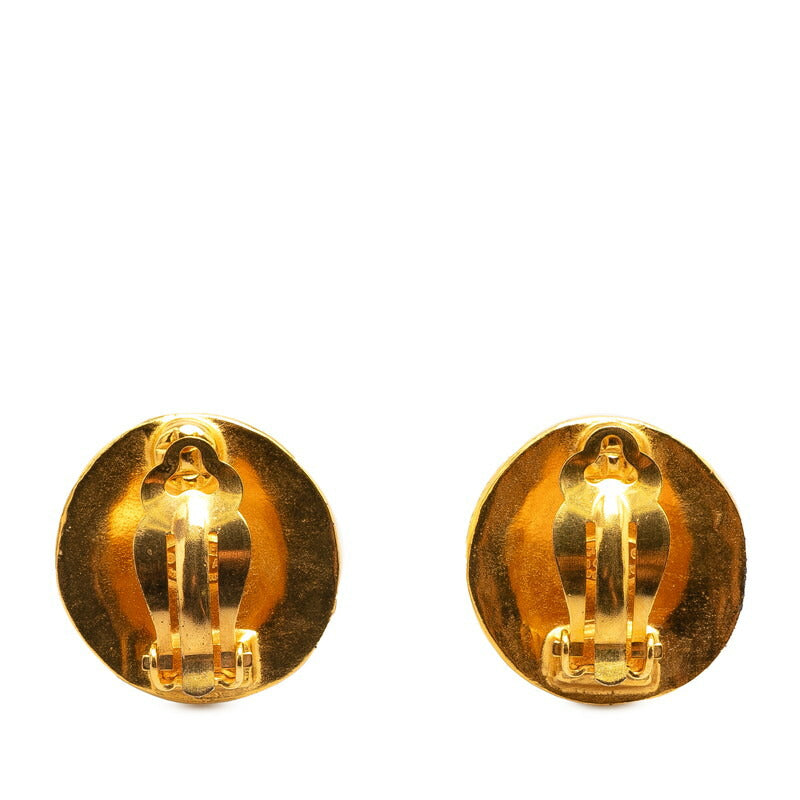 Gold Plated Coco Mark Earrings Jewelry Round Clip