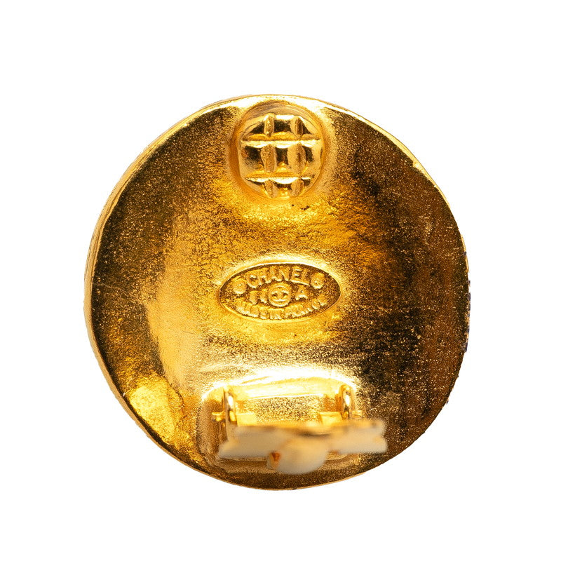 Gold Plated Coco Mark Earrings Jewelry Round Clip