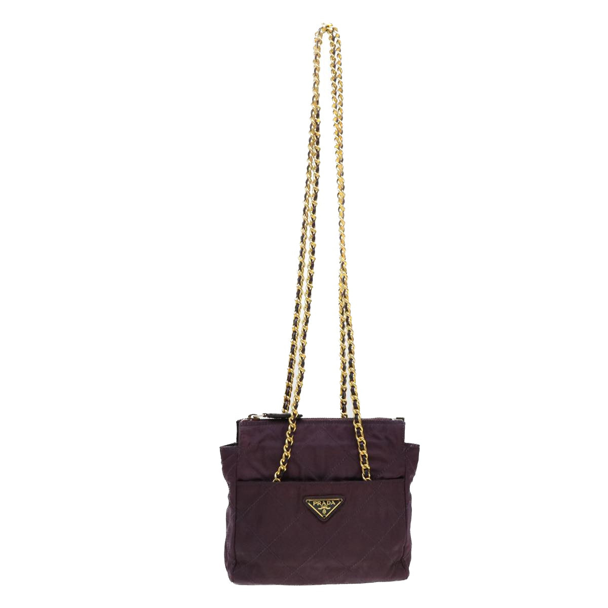 Prada Shoulder Bag Auth Nylon Purple Chain