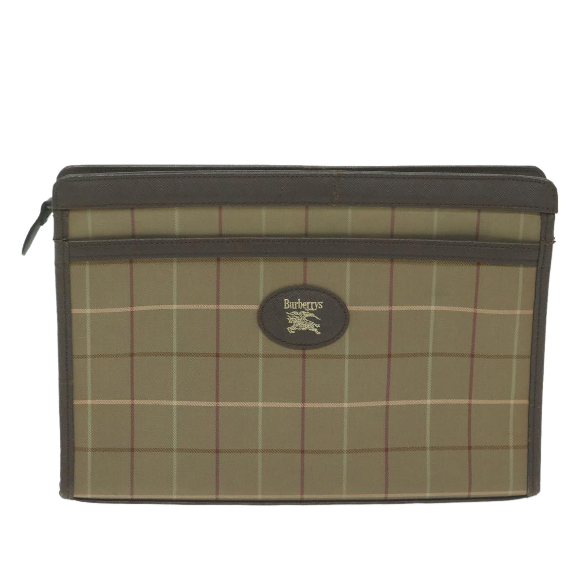 Burberry Luxury ss Nova Check Clutch Bag Auth Fm3178 Canvas Brown