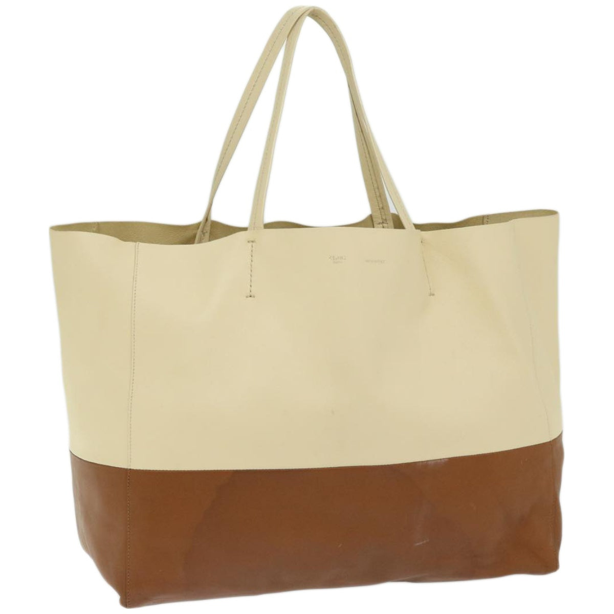 Luxury Horizontal Cabas Tote Bag Fm Leather Brown