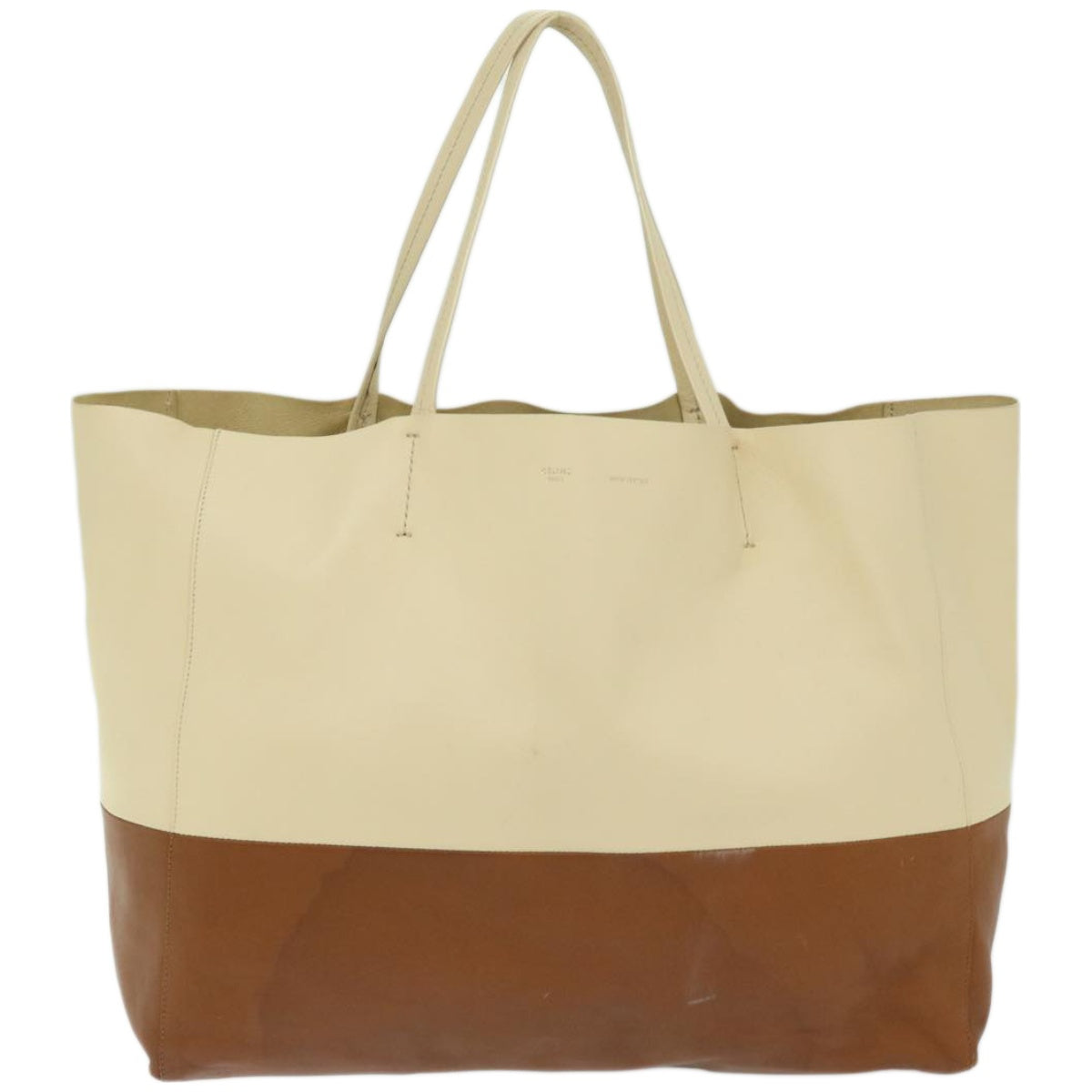 Luxury Horizontal Cabas Tote Bag Fm Leather Brown