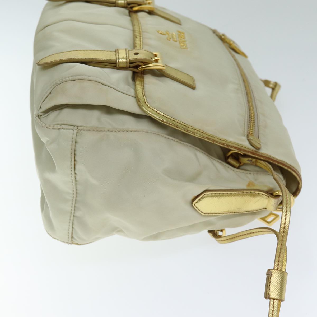 Prada Shoulder Bag Auth Nylon Beige Beige Auth Fm3522