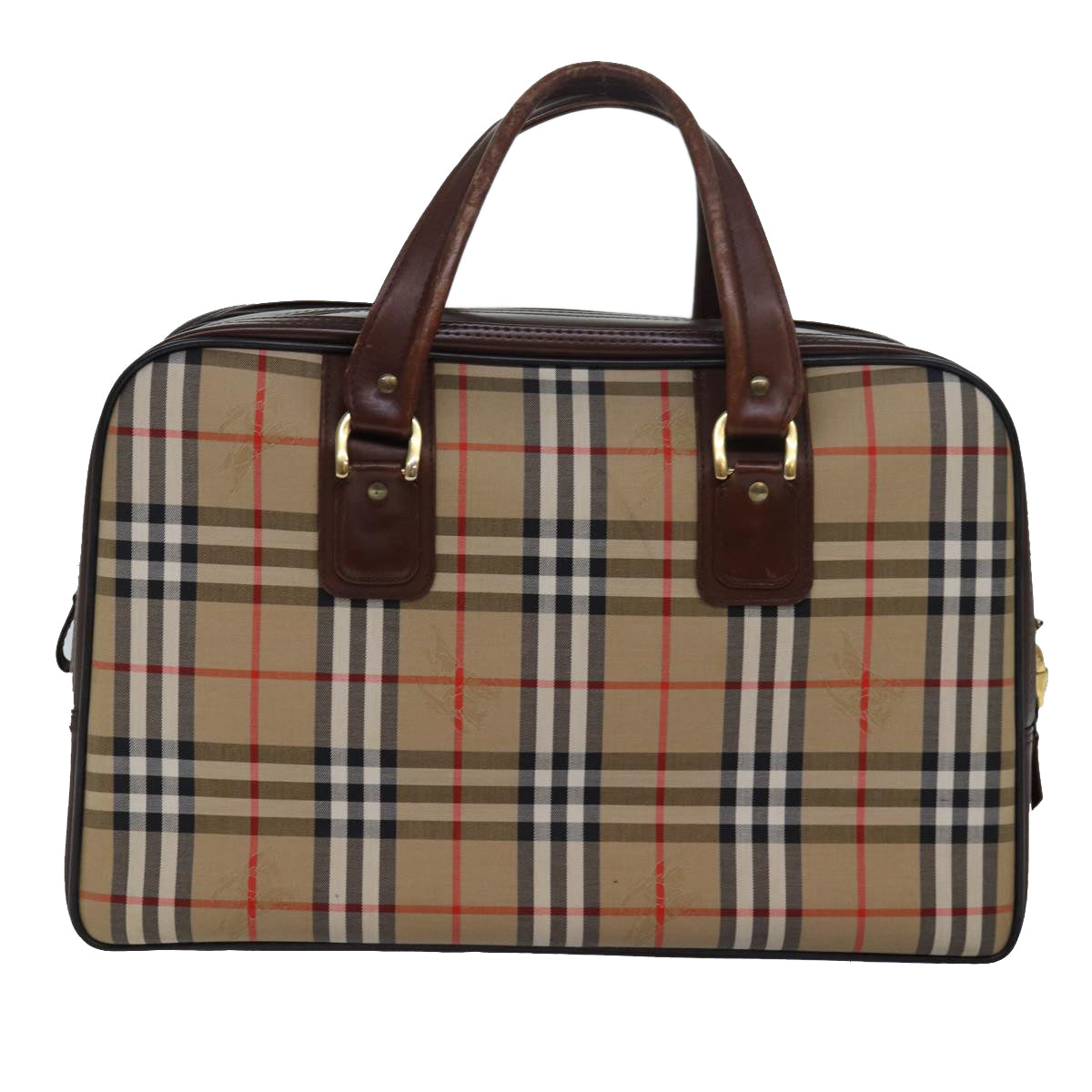 Burberry Luxury ss Nova Check Boston Bag Auth Fm3564 Canvas Beige Travel Bag