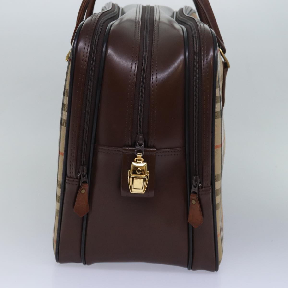 Burberry Luxury ss Nova Check Boston Bag Auth Fm3564 Canvas Beige Travel Bag