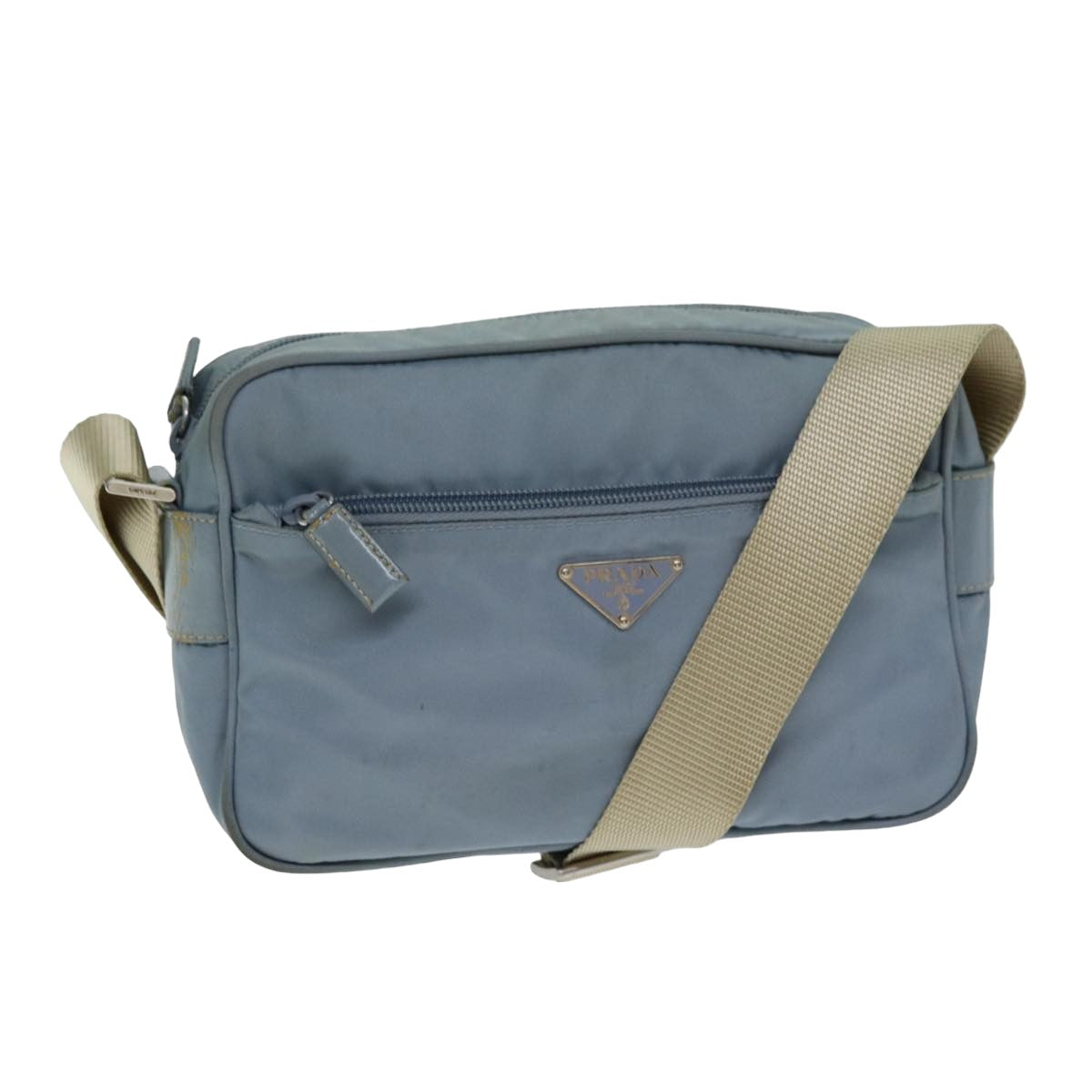 Prada Shoulder Bag Auth Nylon Blue Blue Auth Fm3565