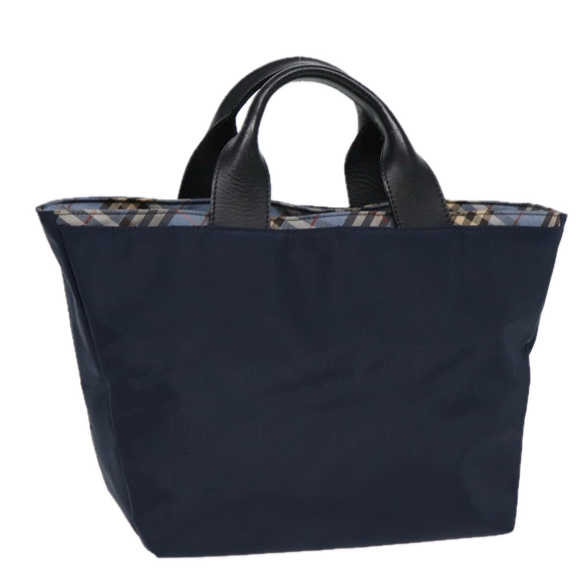Burberry Luxury Nova Check Hand Bag Auth Fm3652 Nylon Navy Travel Bag