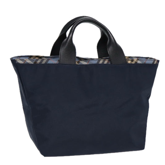 Burberry Luxury Nova Check Hand Bag Auth Fm3652 Nylon Navy Travel Bag