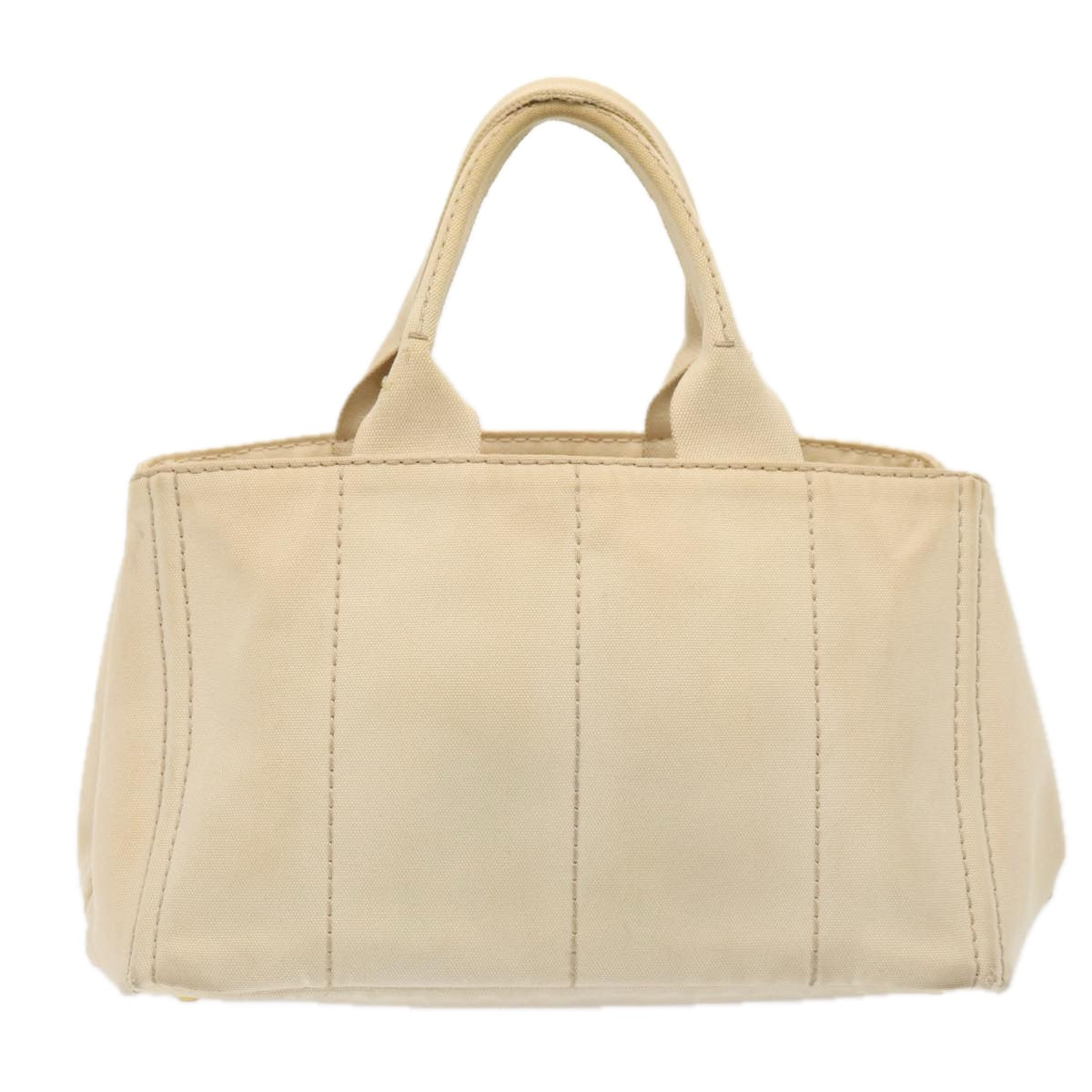 Prada Canapa Mm Hand Bag Auth Canvas White Gold Travel Bag