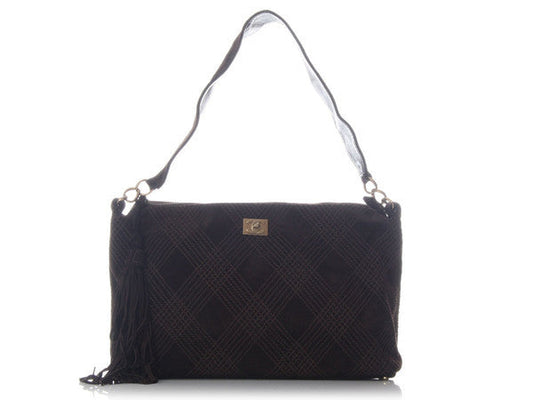 Chanel Shoulder Bag Suede Brown