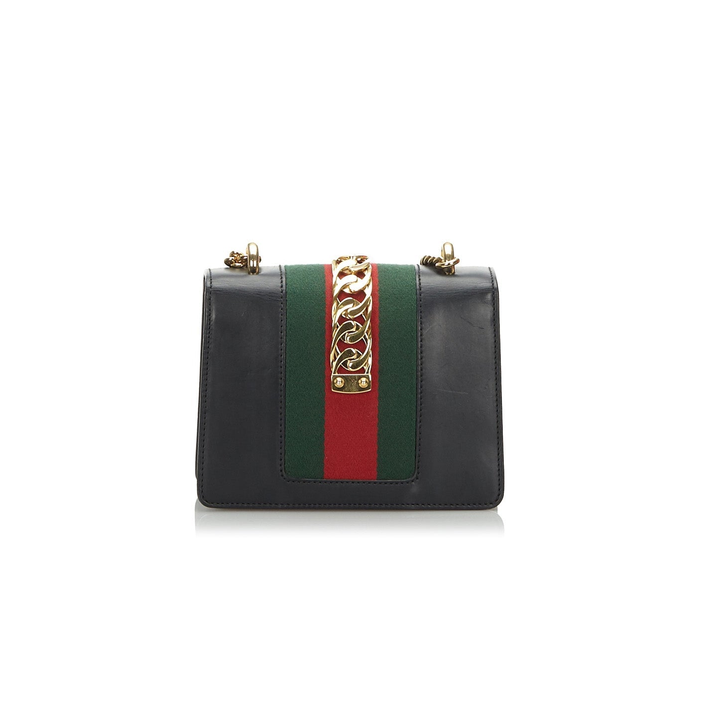 Gucci Web Chain Sylvie Shoulder Bag Leather Black