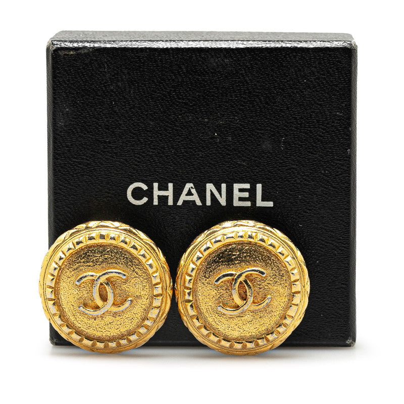Gold Plated Coco Mark Earrings Jewelry Very Good