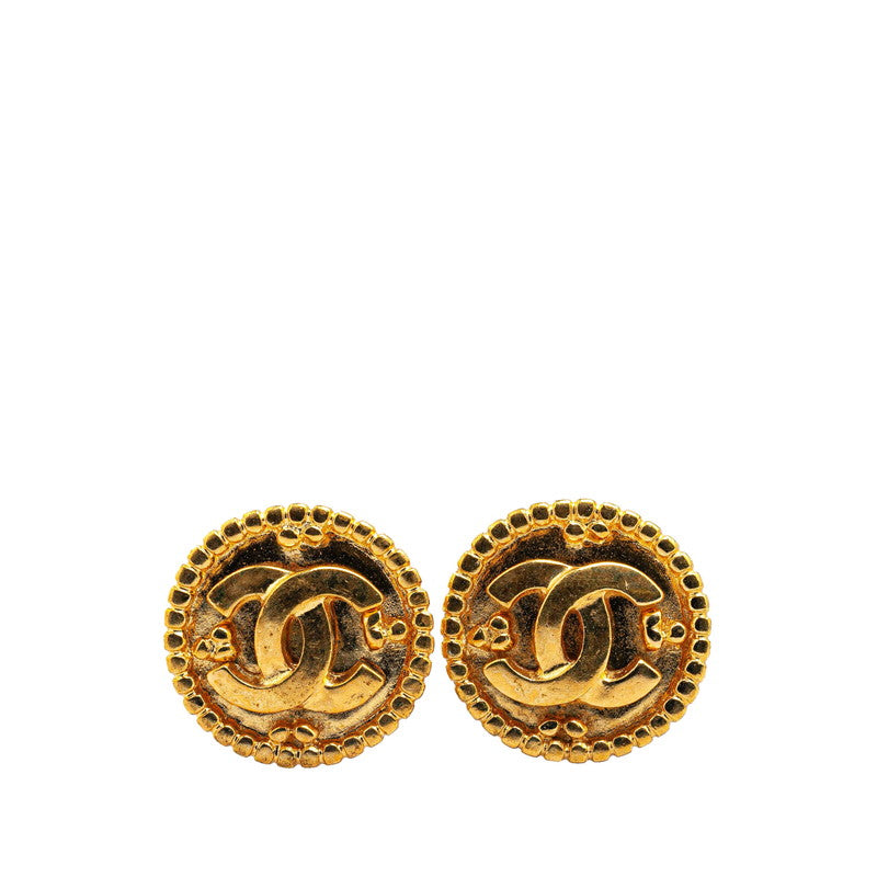 Gold Plated Coco Mark Round Earrings Jewelry Refined