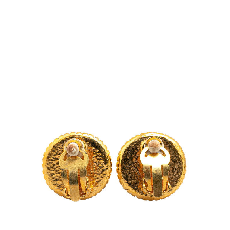 Gold Plated Coco Mark Round Earrings Jewelry Refined