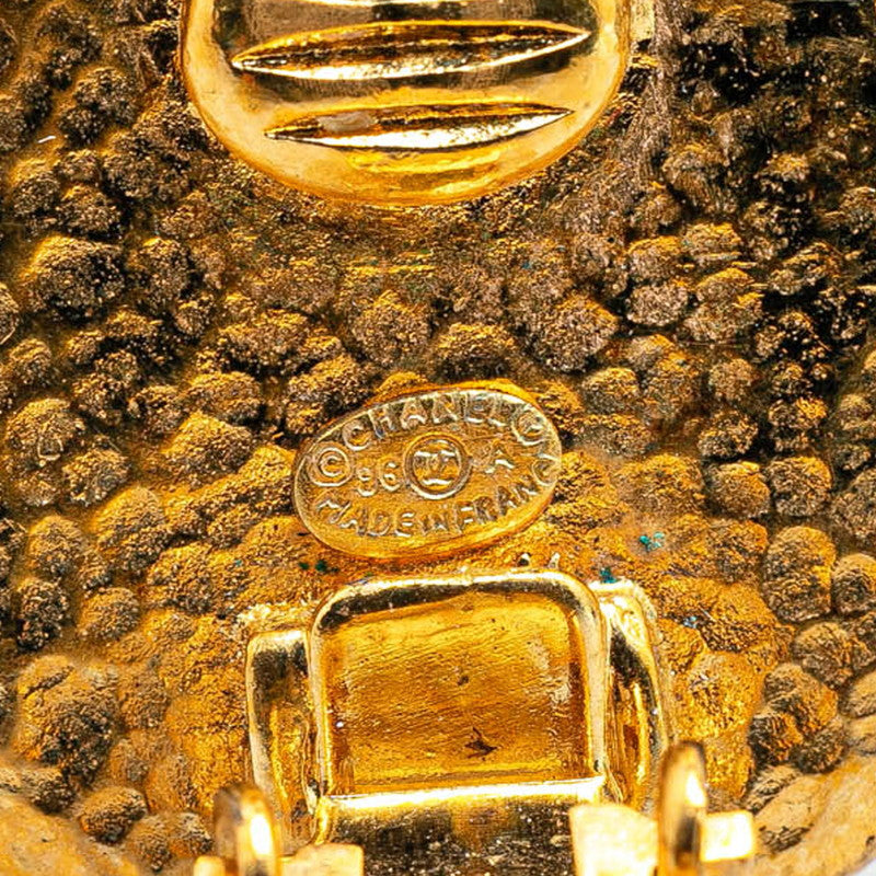 Gold Plated Coco Mark Round Earrings Jewelry Refined