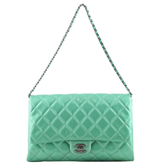 Chanel Classic Clutch Green Flap Clutch Bag