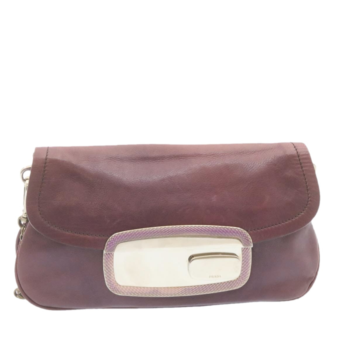 Prada Shoulder Bag Leather Purple Chain