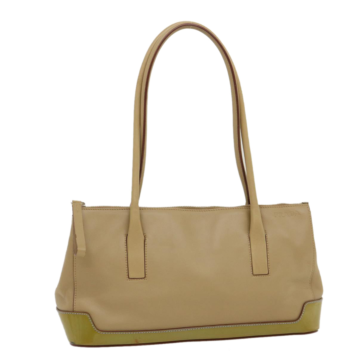 Prada Hand Bag Enamel Leather Brown Travel Bag