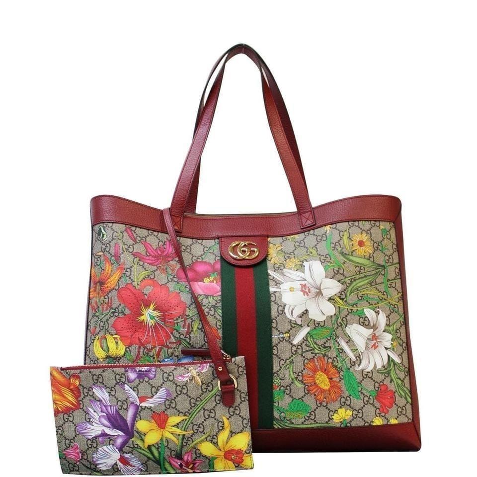 Gucci Ophidia Flora Tote Bag Red Medium Red 547952