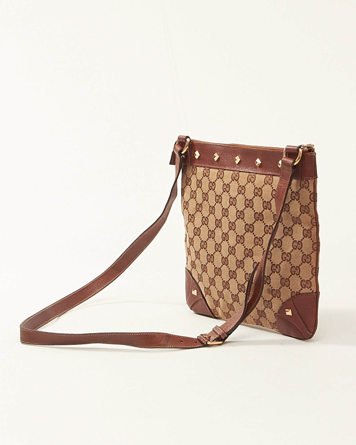 Gucci GG Studded Monogram Crossbody Bag