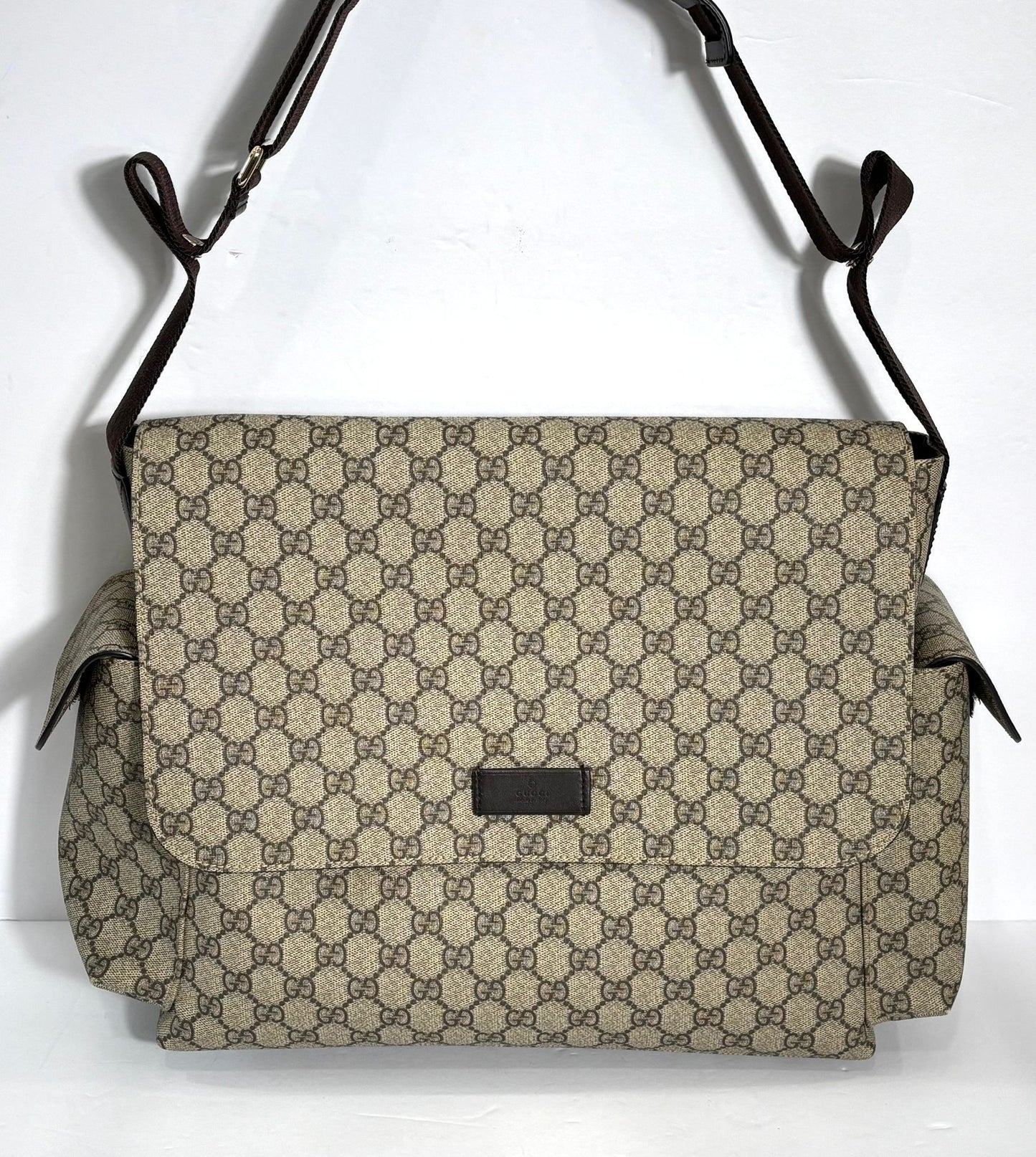 Gucci GG SUPREME PLUS DIAPER Canvas Brown Beige Travel Bag
