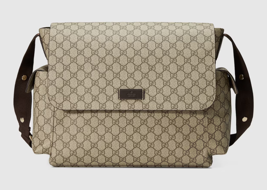 Gucci GG SUPREME PLUS DIAPER Canvas Brown Beige Travel Bag