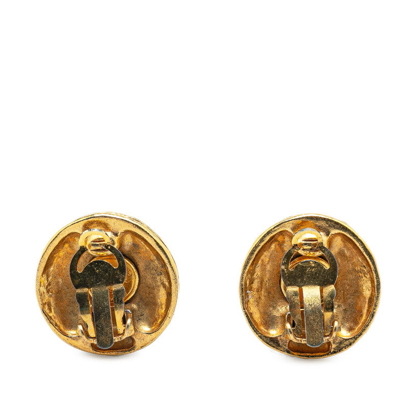 Gold Plated Coco Mark Round Earrings Jewelry Polished