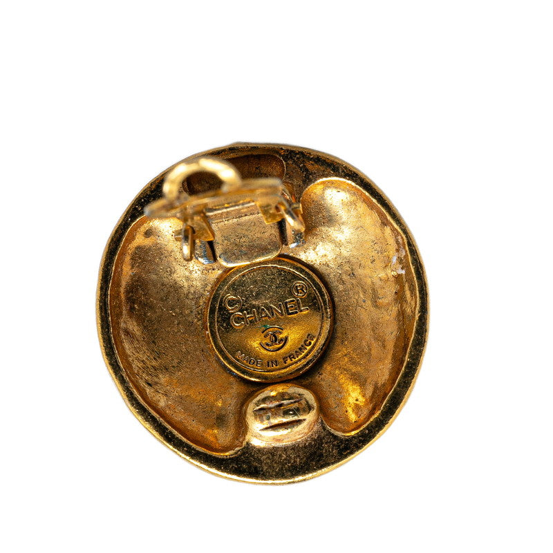Gold Plated Coco Mark Round Earrings Jewelry Polished