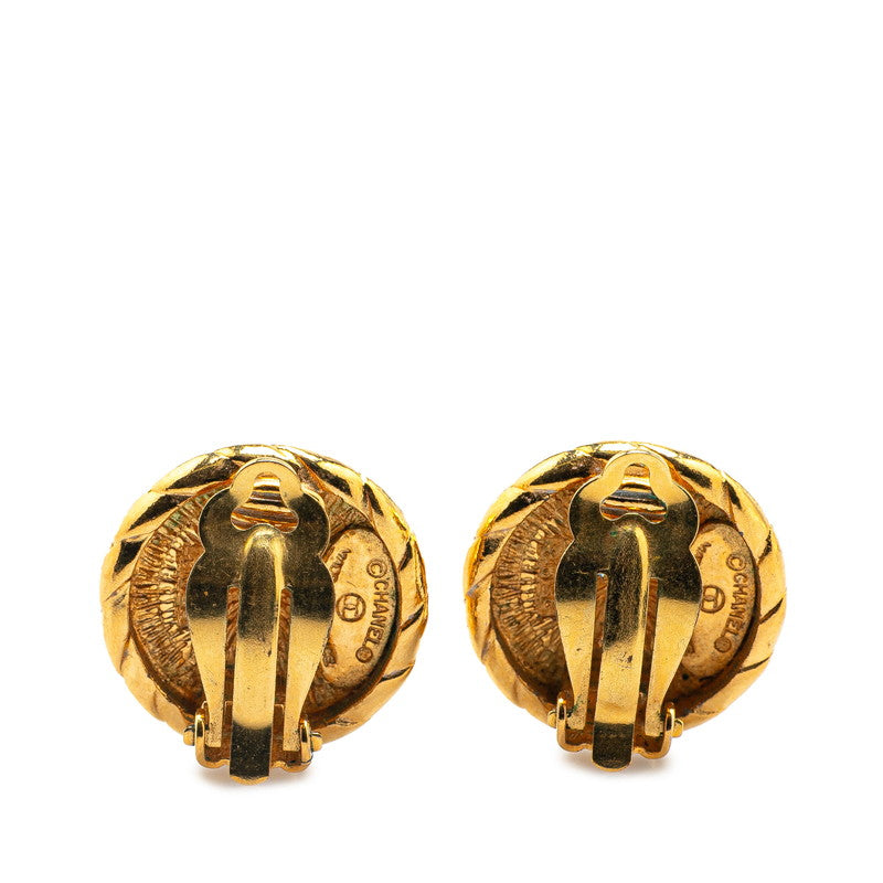 Gold Plated Coco Mark Round Earrings Jewelry Modern