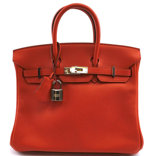 Hermes Birkin Elegant Handbag Tote Capucine With Orange Leather Red Tote Bag