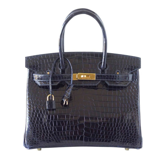 Hermes Birkin Bleu Marine Porosus Crocodile Bag Travel Bag