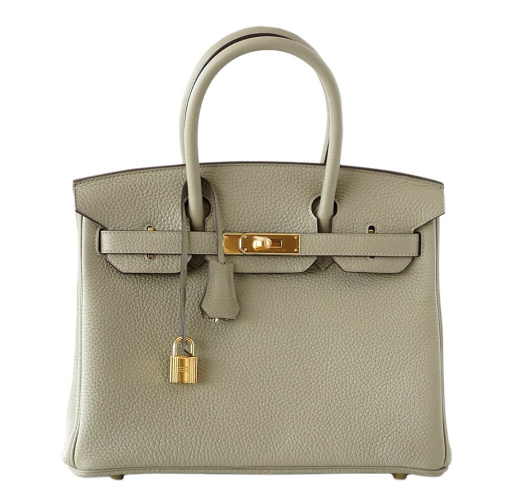 Hermes Birkin Bag Sage Clemence Leather Travel Bag