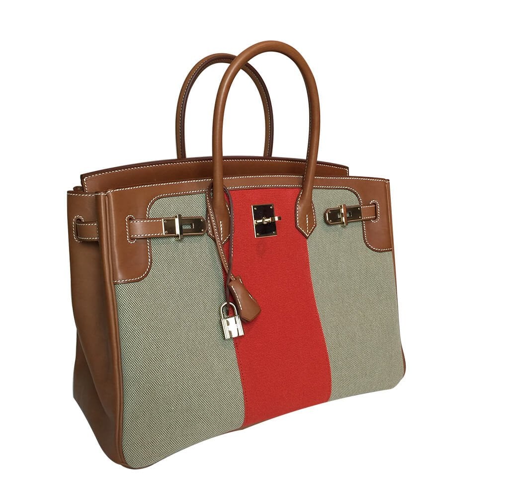 Hermes Birkin Flag Bag Toile Limited Edition Orange Tan Travel Bag