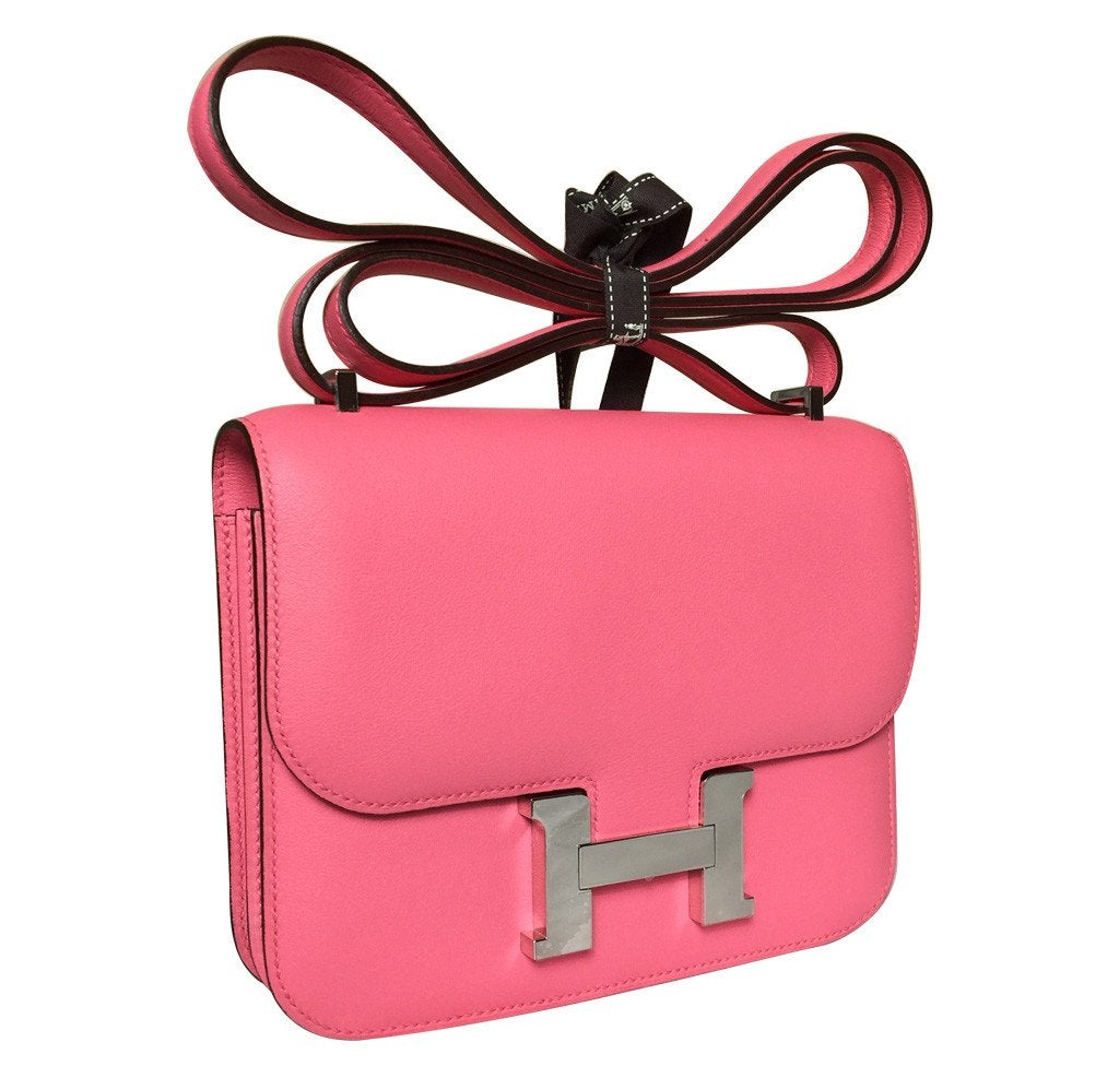 Hermes Luxury Constance Rose Azalea Swift Phw Handbag Leather Travel Bag