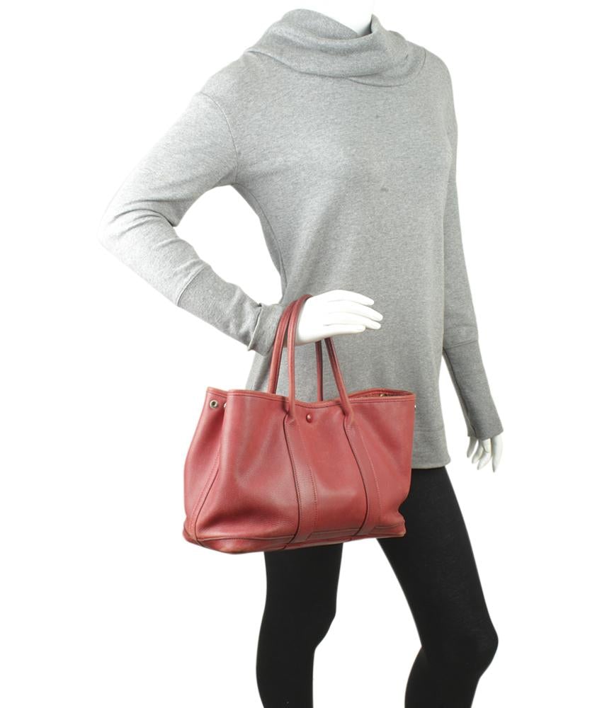 Hermes Luxury Garden Party Tpm Swift Tote Bag Leather Red