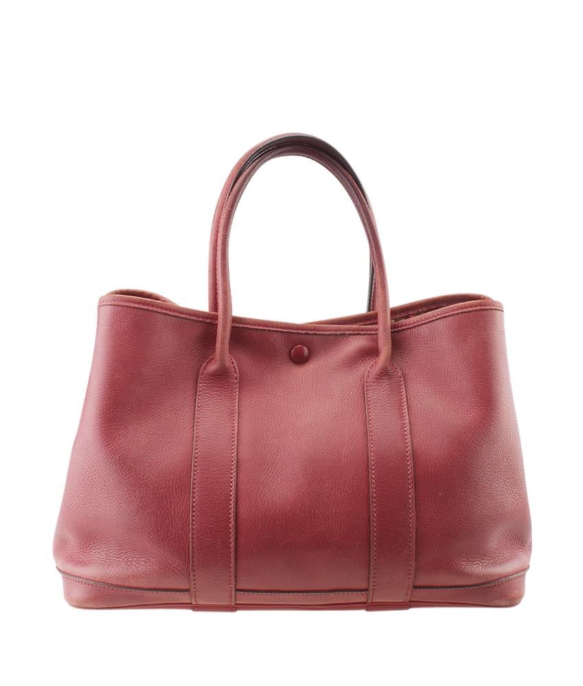 Hermes Luxury Garden Party Tpm Swift Tote Bag Leather Red